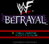 WWF Betrayal title screen for GameBoy Color